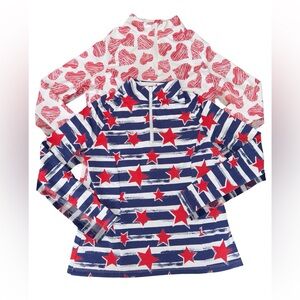 IBKUL Lot of 2 Girl’s Quarter Zip 1/4 Pullover Sweaters Small (5-6) Hearts Stars